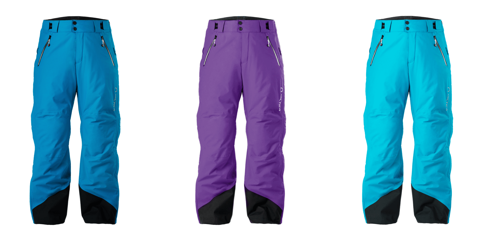 Arctica Side Zip 2.0 pant colors for 2017-18. Ocean, Purple and Sky.