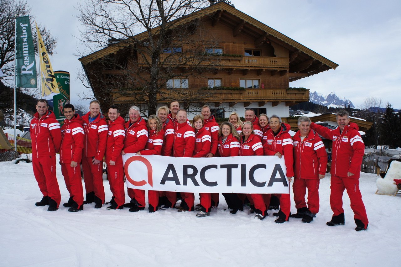 International Airline Ski Federation officials in Arctica team apparel at World Airline Ski Championships 2018