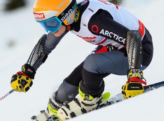 Arctica ATeam athlete Korbinian Rampp ski racing in an Arctica race suit