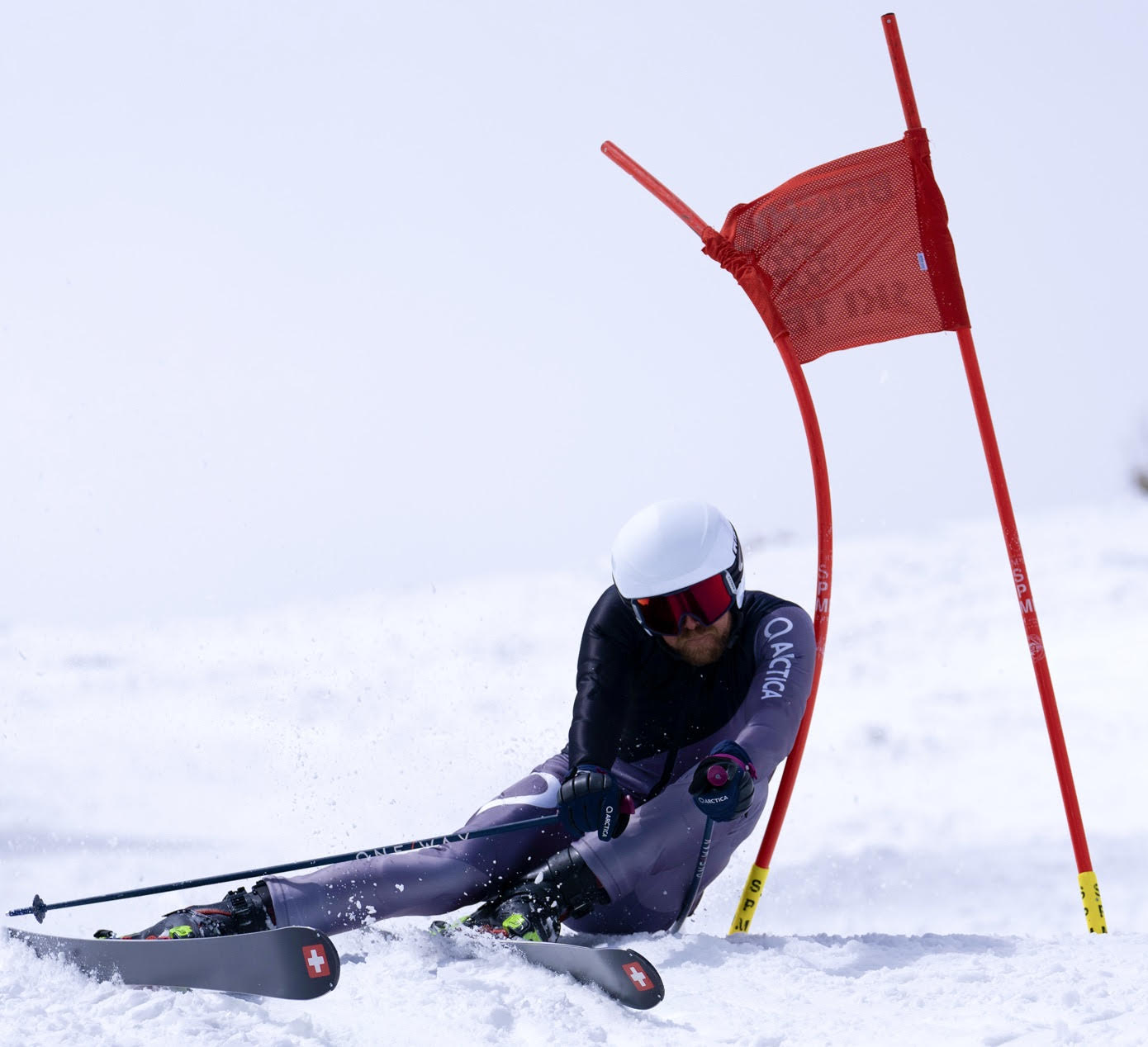 GS ski racer with angles wearing arctica ski racing suit