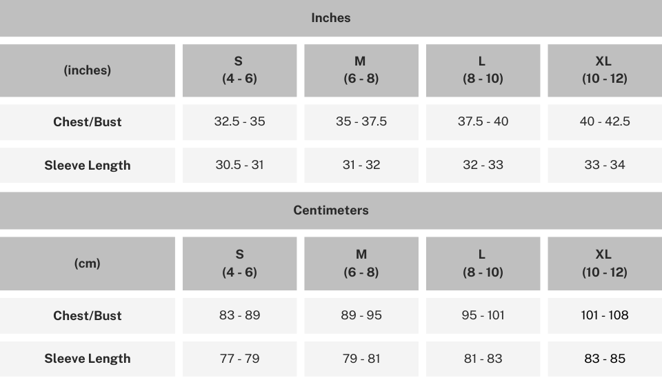 Size Charts - Arctica