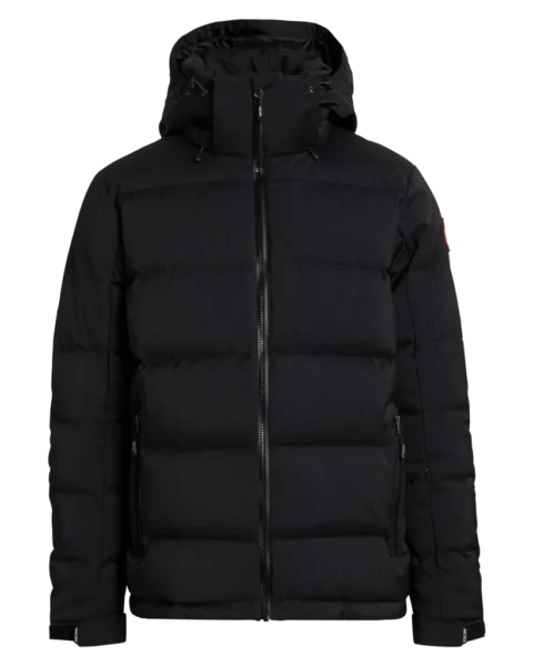Front view of the Arctica Men's 416 Classic Down Jacket in Black with the hood down.