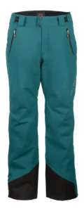 Front view of the Arctica Side Zip Ski Pants 2.0 in Balsam with zip hand pockets and black scuff guards.