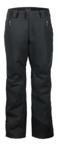 Front view of the Arctica Side Zip Ski Pants 2.0 in Black with zip hand pockets and black scuff guards.