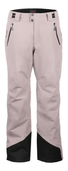 Front view of the Arctica Side Zip Ski Pants 2.0 in Blush with zip hand pockets and black scuff guards.