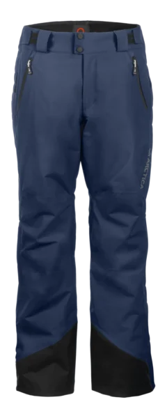 Front view of the Arctica Side Zip Ski Pants 2.0 in Midnight with zip hand pockets and black scuff guards.