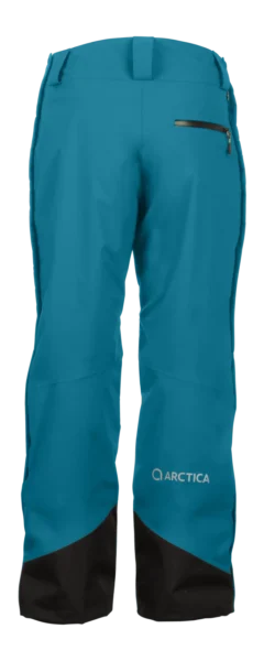 Back view of the Arctica Side Zip Ski Pants 2.0 in Petrol showing the zip back pocket and leg logo.