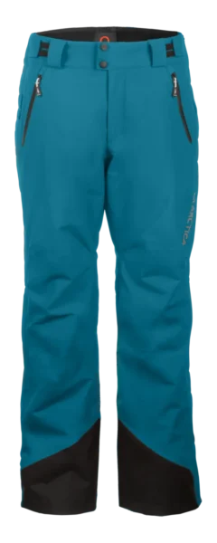 Front view of the Arctica Side Zip Ski Pants 2.0 in Petrol with zip hand pockets and black scuff guards.