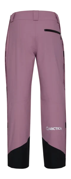 Back view of the Arctica Side Zip Ski Pants 2.0 in Quartz showing the zip back pocket and leg logo.