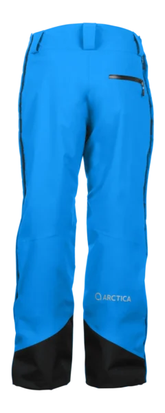 Back view of the Arctica Side Zip Ski Pants 2.0 in Royal showing the zip back pocket and leg logo.