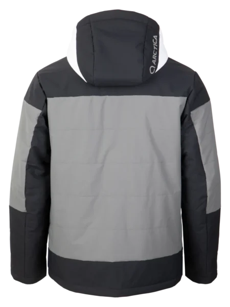 Back view of the Arctica Adult Sonic Ski Jacket in Black with the hood down.