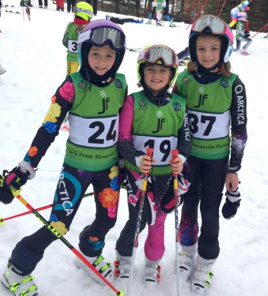 Young ski races at Jack Frost wearing their Arctic ski racing apparel.
